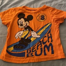 Disney Mickey Mouse Baby Boy T Shirt 18 Months Beach Bum Orange Chest 22” - $4.75