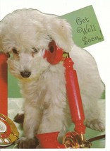 Vintage Get Well Card Poodle Dog on Old Fashioned Telephone Unused Sunshine - £7.73 GBP