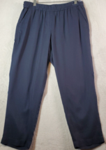 Talbots Cropped Pants Women Petite 8 Navy 100% Tencel Slash Pocket Elastic Waist - £13.96 GBP