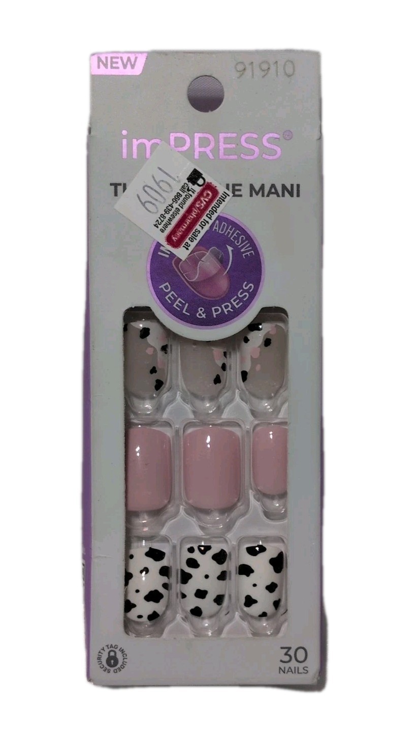 KISS imPRESS No Glue Mani Press On Nails &quot;One Chance&quot; Cow Print Rodeo FAIR - $12.99