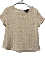 Cynthia Rowley Blouse Top lace Creamy white size XL Short Sleeve - $12.77