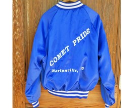 Vintage 1980s King Louie Pro Fit &quot;Comet Pride&quot; Blue Nylon Bomber Jacket ... - $49.70