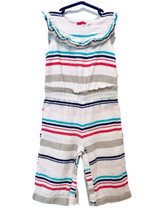 Genuine Kids From OshKosh Baby Girls 12M Striped Linen Cotton Ruffle Jumpsuit - £10.34 GBP