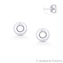 7mm Open Circle Tube Stud Earrings w/ Push-Backs in Genuine .925 Sterling Silver - £11.98 GBP