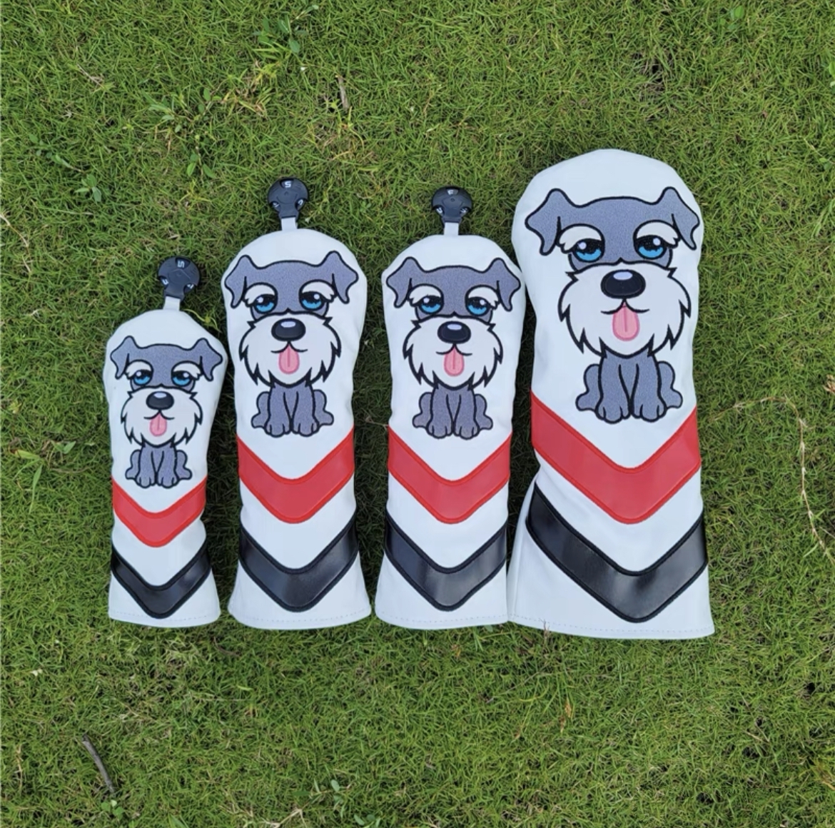 Golf Driver Fairway Wood Hybrid Head Cover Puppy Dog Schnauzer Cartoon - $13.80+