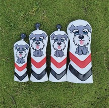 Golf Driver Fairway Wood Hybrid Head Cover Puppy Dog Schnauzer Cartoon - $13.80+
