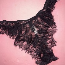 Victoria&#39;s Secret L Panty Brazilian Slip Black Lace Floral Very Sexy - £31.28 GBP