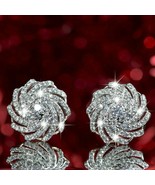 4.3Ct Moissanit Cluster Hochzeit Wirbel Ohrstecker 14K Weiss Gold - $938.10 CAD