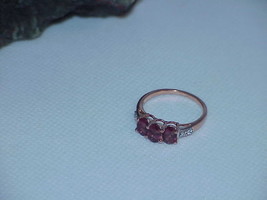 10K Rose GOLD ALMANDINE GARNET DIAMOND RING Size 7 TGG3 2.2g Vintage 1.25ct - £256.59 GBP