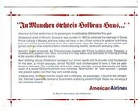 American Airlines Oktoberfest Munich Advertising &amp; Information Card 1980&#39;s - £14.31 GBP