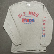 Ole Miss Rebels T-shirt Long Sleeve Mens Size Medium Gray Mississippi University - £7.99 GBP