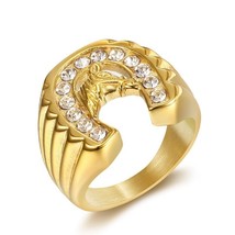 Luxury GolRing Zircon Ring Classic Trend Men's Banquet Ring Jewelry - £9.84 GBP