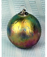 Beautiful  Glass Eye Studio Handblow Glass 3 1/2&quot; Green Ornament Drippin... - £52.52 GBP