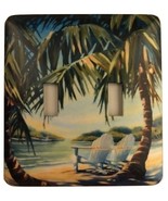 Palm Trees On The Beach Double Toggle Metal Switch Plate - £7.30 GBP
