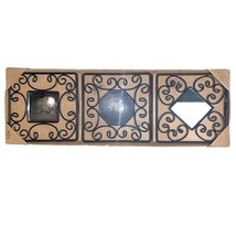 Black Metal Square Mirrors Wall Decor Home Decorating Set of 3 Ornamental - £22.15 GBP