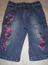 Cherokee Girls Denim Rhinestones Butterfly Jeans 3T - $6.25
