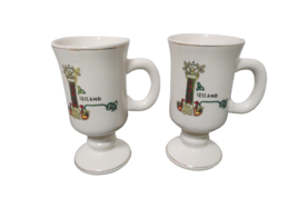 Set Of 2 Ceramic Stemmed Coffee Mugs Liffey Artefacts Of Ireland 8 Oz 6&quot;T - $15.84