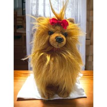 FAO Schwarz Yorkie Stuffed Dog Plush Yorkshire Terrier Stuffed Animal Red Bow - $28.95