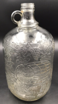 VTG Glass One Gallon Grapes &amp; Vines Embossed Handled Jug 12&quot; Quality Control - £22.04 GBP