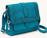 Fossil Kinley Blue Lagoon Leather &amp; Suede Small Crossbody ZB1416983 NWT ... - $93.05