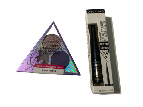 Wet n Wild Mega Glo Eyeshadow Trio 1110040 Amethyst + MegaLiner Eyeliner... - $12.34