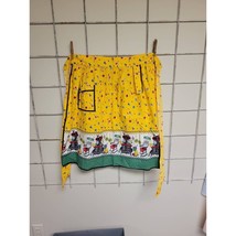 Vintage Half Apron, Mustard Yellow, Kitschy Design - £14.50 GBP