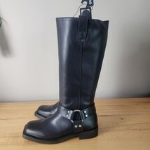 Time and Tru Womens Tall Boots Moto Harness Hardware Black Size 8 NWT Sq... - $26.72