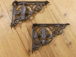 2 FLEUR DE LIS SHELF BRACKET BRACES CORBELS PLANT HANGERS FRENCH Corbels - $23.99