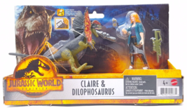 Jurassic World Dominion Claire &amp; Dilophosaurus Dinosaur Figure Pack NEW - £8.72 GBP