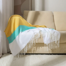 Simple Woven Blanket B&amp;B Hotel Model Room Bed End Towel Single Sofa Blan... - £30.69 GBP