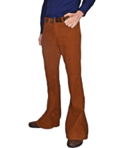 Mens FLARES Tan Ginger Brown Bell Bottoms vtg indie Trousers Hippy Retro... - £42.58 GBP