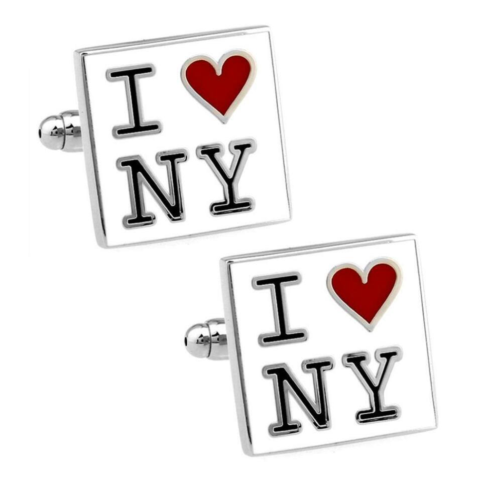 I LOVE NEW YORK CUFFLINKS Heart Big Apple NYC NY Wedding Square NEW w Gi... - $11.95