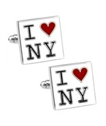 I LOVE NEW YORK CUFFLINKS Heart Big Apple NYC NY Wedding Square NEW w Gi... - $16.39 CAD