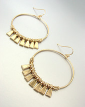 CHIC &amp; UNIQUE Urban Anthropologie Mat Gold Metal Charms Ring Dangle Earrings - £10.38 GBP