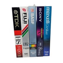 VHS Blank Tape Lot 5 Sony T160 8hr Fuji TDK BASF 6hr T120 Maxell Silver Sealed - £11.55 GBP