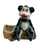 Vintage Ceramic Planter Bear on Log American Bisque Retro MCM Country Su... - $15.81