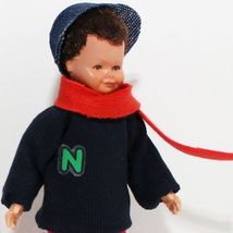 Dressed Boy Caco 03 0040 Red Pants &amp; Scarf Flexible Dollhouse Miniature - £19.28 GBP