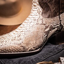 Marco Di Milano Genuine Snake Skin Cowboy Boot Missouri Natural image 9