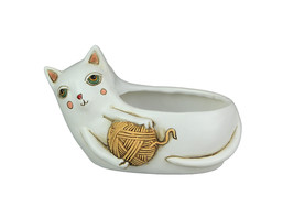 Allen Designs Baby White Yarn Cat Mini Cat Planter For Succulents and Herbs - £22.00 GBP