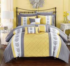 Clayton 10 Pc. Comforter Set, Queen, Yellow, From Chic Home, Model Number, An. - £82.59 GBP
