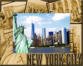 New York City Collage Laser Engraved Wood Picture Frame Landscape (8 x 10)  - $52.99