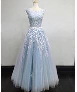 Modest Prom Dresses Tulle Cap Sleeves Lace Embroidery - £133.11 GBP
