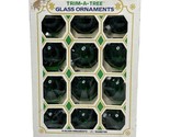 VINTAGE PACKAGE OF 12 TRIM A TREE Green GLASS ORNAMENTS Bulbs Christmas ... - $14.96