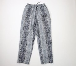 Vintage 90s Streetwear Womens Size XL Snake Skin Print Lined Nylon Pants Gray - £35.00 GBP