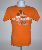 Mens Classic Walt Disney World T Shirt Small Orange Mickey Mouse Distressed - £17.37 GBP