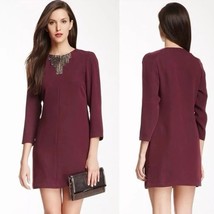 Ted Baker Burgundy Dress with Beaded Embellishment Size 2 / Small - £45.49 GBP