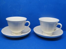Wedgwood Of Etruria And Barlaston Queens Shape Set Of 2 Cups With Saucers VGC - £15.02 GBP