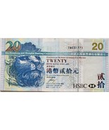 Hong Kong $20 Dollar HKG &amp; Shanghai Bank Corp Ltd TN531771 Banknote 1 Ja... - $6.78 CAD