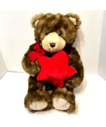 Vintage Gund Christmas Plush Brown Bear Red Velvet Star Stuffed Animal 1... - £19.95 GBP