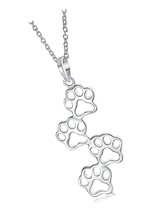 Minimalist Pet Dog Cat Puppy Kitten Four Paw Prints Pendant - £87.77 GBP